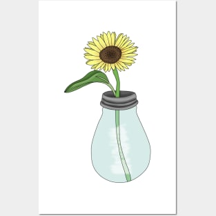 Sunflower in Light blub Posters and Art